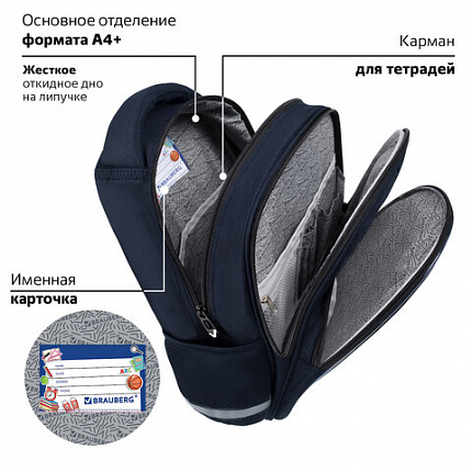 Рюкзак BRAUBERG OPTIMA, 2 отделения, с брелоком, "Ночной гонщик", 36х27х18 см, 272096