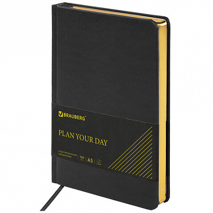 Ручка шариковая PARKER "Jotter Plastic CT", корпус черный, ежедневник А5 черный, золотой срез, пакет, 880894