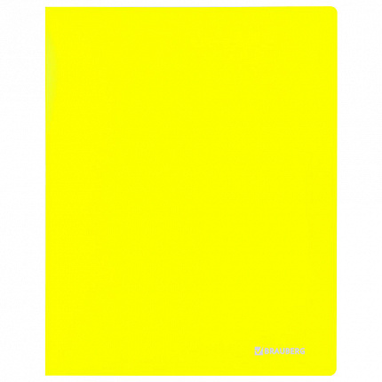 Папка на 2 кольцах BRAUBERG "Neon", 25 мм, внутренний карман, неоновая, желтая, до 170 листов, 0,7 мм, 227457