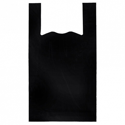 Пакет "майка" КОМПЛЕКТ 100 штук, 24+12х45 см, ПНД черный, 12 мкм, LAIMA, 700786