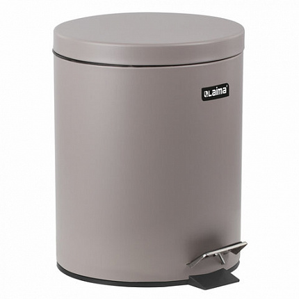 Ведро мусорное с педалью 12 литров "Classic", СЕРОЕ МАТОВОЕ, металлическое, со съемным внутренним ведром, LAIMA, 604944