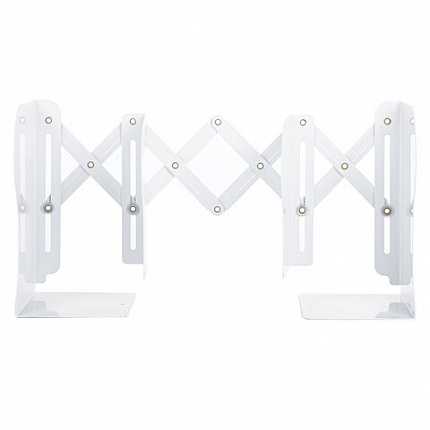 Подставка-держатель для книг и учебников BRAUBERG, раздвижная, металлическая, белая с печатью, 237903