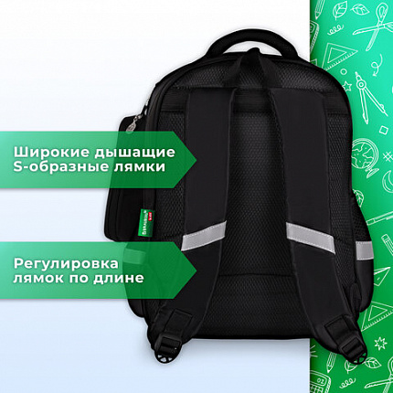 Рюкзак BRAUBERG KIDS MIND с пеналом в комплекте, 2 отделения, "Football", 40х28х18 см, 273178