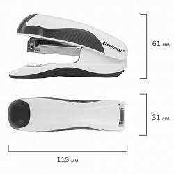 Степлер №24/6, 26/6 BRAUBERG "JET PRO", до 25 листов, эргономичный, бело-черный, 228585