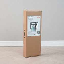 Вешалка настенная с полкой 2 яруса "Торонто-22", 585х670х270 мм, 9 крючков, металл, белая, ВСПТ22 Б