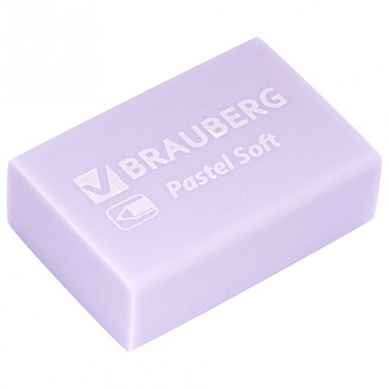 Ластики BRAUBERG "Pastel Soft" НАБОР 12 шт., размер ластика 31х20х10 мм, экологичный ПВХ, 229598