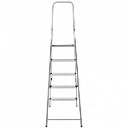 Стремянка алюминиевая 5 ступеней, высота площадки 1,04м, дуга безопасности 0,6м, площадка 26х26см, до 150кг, вес 4кг, НОВАЯ ВЫСОТА, 1110105