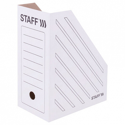 Лоток вертикальный для бумаг (260х320 мм), увеличенная ширина 150 мм, до 1400 листов, микрогофрокартон, STAFF, БЕЛЫЙ, 128884
