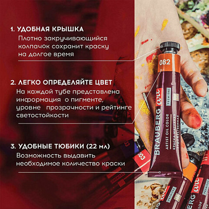 Краски масляные художественные НАБОР "PREMIERE 36 штук 32 цвета!", в тубах 22 мл, BRAUBERG ART, 192009