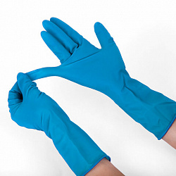 Перчатки латексные смотровые сверхпрочные SFM HIGH RISK ULTRA, Германия, 25 пар (50 штук), размер 7-8, M (средний)