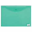 Папка-конверт с кнопкой БОЛЬШОГО ФОРМАТА (305х435 мм), А3, прозрачная, зеленая, 0,18 мм, BRAUBERG, 224033