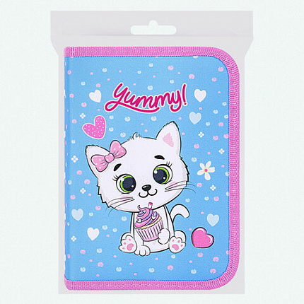 Пенал ПИФАГОР, 1 отделение 2 откидные планки, полиэстер, 20х14 см, "Yummy Cupcakes", 271512