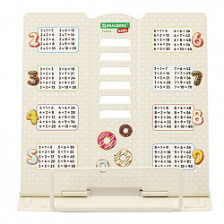 Подставка для книг и учебников BRAUBERG KIDS mini "Food" с таблицей умножения, регулируемый угол наклона, металлическая, 238974