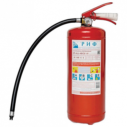 Огнетушитель порошковый ОП-4, АВСЕ (твердые, жидкие, газообразные, электрические) закачной, индивидуальный короб, РИФ