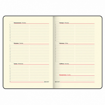 Еженедельник недатированный А5 145х215 мм BRAUBERG "Status", под кожу, 64 л., черный, 113370