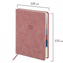 Ежедневник датированный 2026 B6 125х173 мм, GALANT "Vivid", под кожу, розовый, 117411