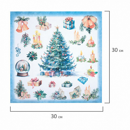 Бумага для скрапбукинга 30х30 см "Новогодний дизайн", двусторонняя, 12 листов, 180 г/м2, ОСТРОВ СОКРОВИЩ, 665438