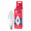 Лампа светодиодная ЭРА RED LINE, 8 (55) Вт, цоколь Е14, свеча, холодный белый свет, 30000 ч., LED B35-8W-865-E14 R, Б0045341