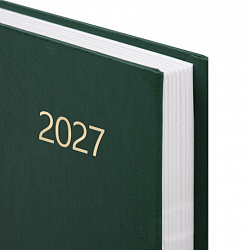 Ежедневник датированный 2027 145х215мм, А5, STAFF, обложка бумвинил, зеленый, 117815