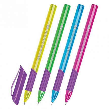 Ручка шариковая масляная с грипом BRAUBERG "Extra Glide GT Color", СИНЯЯ, трехгранная, игольчатый наконечник 0,7 мм, линия 0,5 мм, 144264