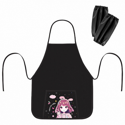 Фартук с нарукавниками для уроков труда ПИФАГОР, 1 карман, 46х54 см, Anime girl, 273624
