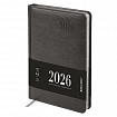 Ежедневник датированный 2026, А5, 138х213 мм, BRAUBERG "Impression", под кожу, серый, 117513