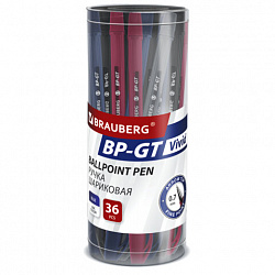 Ручка шариковая BRAUBERG BP-GT VIVID, СИНЯЯ, корпус ассорти, пишущий узел 0,7 мм, линия письма 0,35 мм, 144502