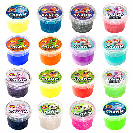 Слайм МИКС, 100 г, АССОРТИ, 8 видов, JOLLY JOT (ДЖОЛЛИ ДЖОТ), 667321