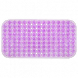 Коврик для ванны противоскользящий 71х38 см, массажный, "Цветы", прозрачно-фиолетовый, ПВХ, PRIMILA (ПРИМИЛА), 700373