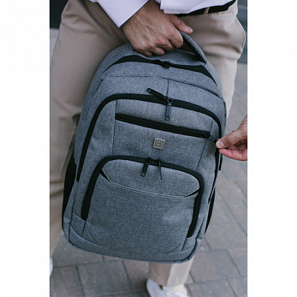 Рюкзак HEIKKI SECURE (ХЕЙКИ) универсальный, 2 отделения, отделение для ноутбука, серый, 46x31x19 см, 273895