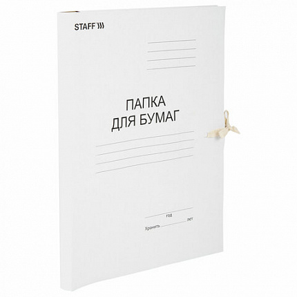 Папка для бумаг с завязками картонная STAFF, гарантированная плотность 220 г/м2, до 200 л., 126525