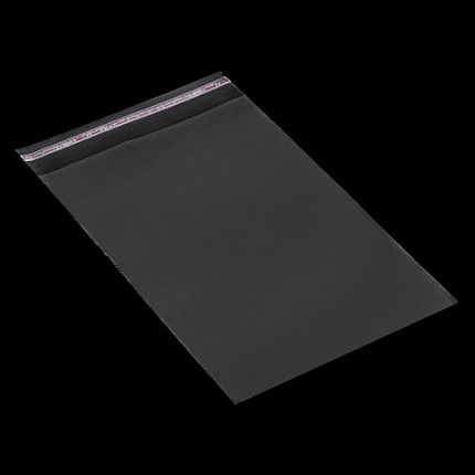 Пакет БОПП с клеевым клапаном, КОМПЛЕКТ 100 шт., 20х30+4 см, толщина 30 мкм, с усиленным швом