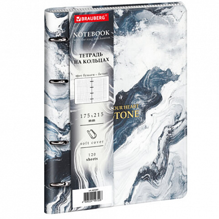 Тетрадь на кольцах А5 180х220, 120л, под кожу, BRAUBERG VISTA, Пернатые, 405207