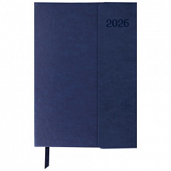 Ежедневник датированный 2026 А5 148х218 мм, GALANT "Magnetic", под кожу, клапан, синий, 117485