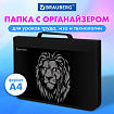 Папка на молнии BRAUBERG А4 с ручкой, с органайзером, 1 отделение, "Царь зверей", 272218