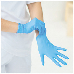 Перчатки нитриловые смотровые 100 пар (200 штук), размер 8-9, L (большой), голубые CONNECT, CON-N2-INT-03