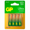 Батарейки КОМПЛЕКТ 4 шт., GP Ultra G-Tech, AA (LR6, 15А), алкалиновые, пальчиковые, 15AUA21-2CRSBC4