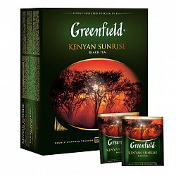 Чай GREENFIELD "Kenyan Sunrise" черный кенийский, 100 пакетиков в конвертах по 2 г, 0600-09