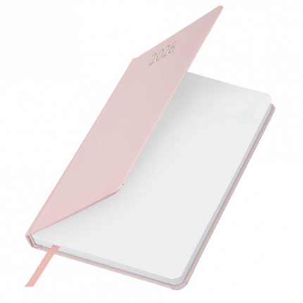 Ежедневник датированный 2026, А5, 138x213 мм, BRAUBERG "Profile", балакрон, светло-розовый, 117075