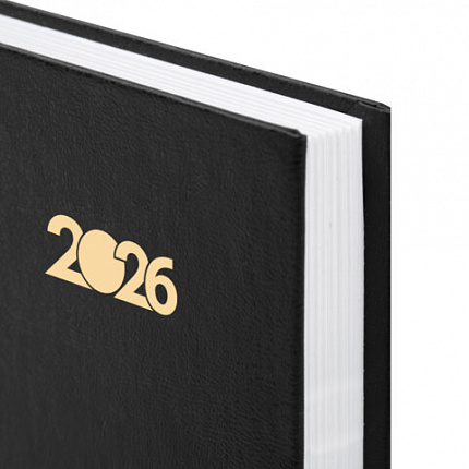 Ежедневник датированный 2026 145х215 мм, А5, STAFF, обложка бумвинил, черный, 117307