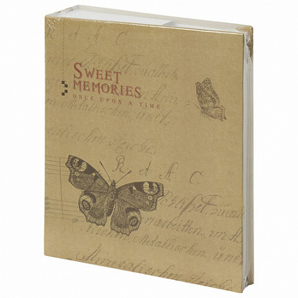 Фотоальбом BRAUBERG "Бабочка, крафт" на 200 фото 10х15 см, твердая обложка, термосварка, 391164