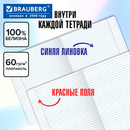Тетради предметные, КОМПЛЕКТ 12 ПРЕДМЕТОВ, 48 листов, глянцевый УФ-лак, BRAUBERG, "DARK", 404028