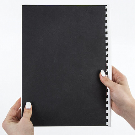 Обложки картонные для переплета БОЛЬШОЙ ФОРМАТ А3, КОМПЛЕКТ 100 шт., тиснение под кожу, 230 г/м2, черные, BRAUBERG, 530944