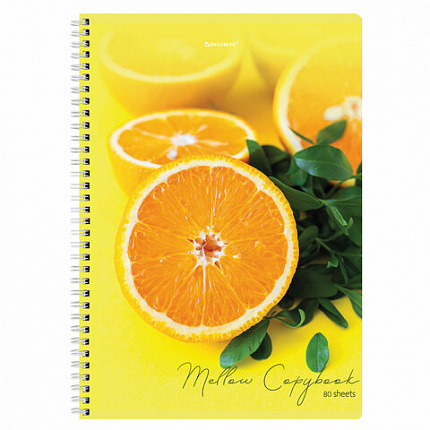 Тетрадь А4, 80 л., BRAUBERG, гребень, клетка, обложка картон, "Фрукты", 404051