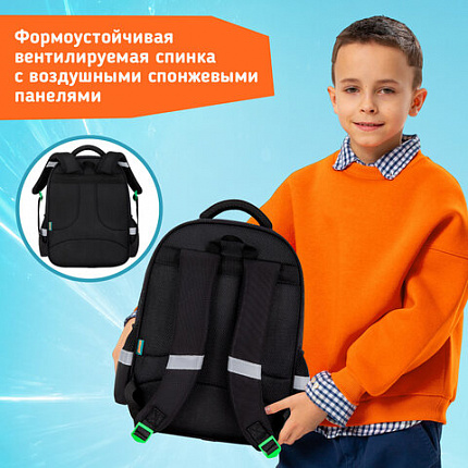 Рюкзак SNOOBAG (СНУБЭГ) MIND с пеналом в комплекте, 2 отделения, "Неоновый паук", 40х28х18 см, 274444