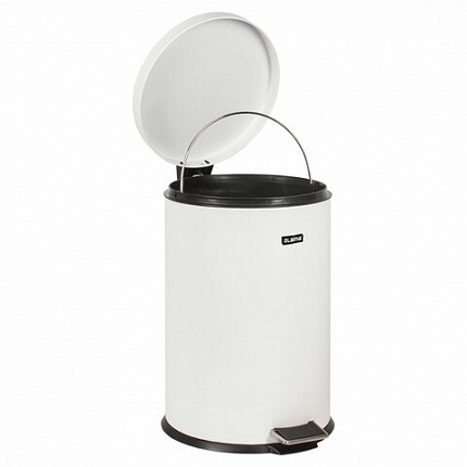 Ведро мусорное с педалью 20 литров "Classic", БЕЛОЕ ГЛЯНЦЕВОЕ, металлическое, со съемным внутренним ведром, LAIMA, 604949