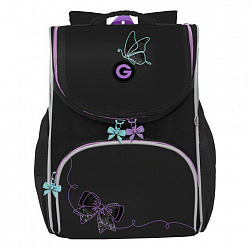 Ранец GRIZZLY анатомическая спинка, с мешком для обуви, для девочек, "BOWS", 33х25х13 см, RAm-584-8/1