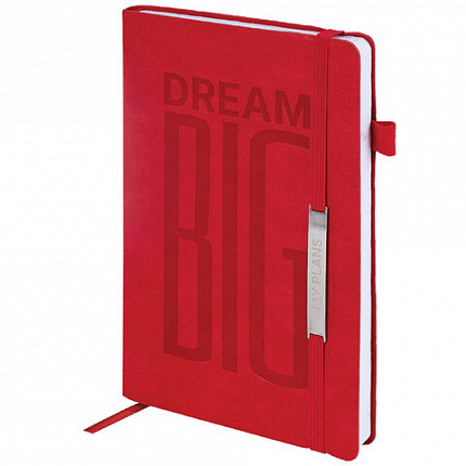 Ежедневник недатированный А5 138х213мм BRAUBERG "BeStyle", под кожу, резинка, держатель, 160л, красный, 116217