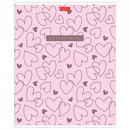 Тетрадь обложка пластик, А5 48л. скоба, клетка, HATBER, LOVE IS.... (микс в спайке),, 48Т5В1пл