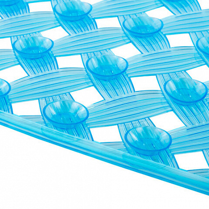 Коврик для ванны противоскользящий 69х39 см, "Ротанг", овальный, голубой, ПВХ, PRIMILA (ПРИМИЛА), 700384